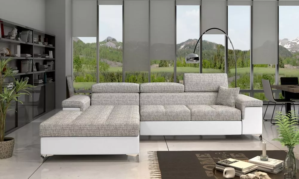Dīvāns Ricardo Comfort Standard · Gaiši pelēks + balts · 205 × 280 × 90 cm
