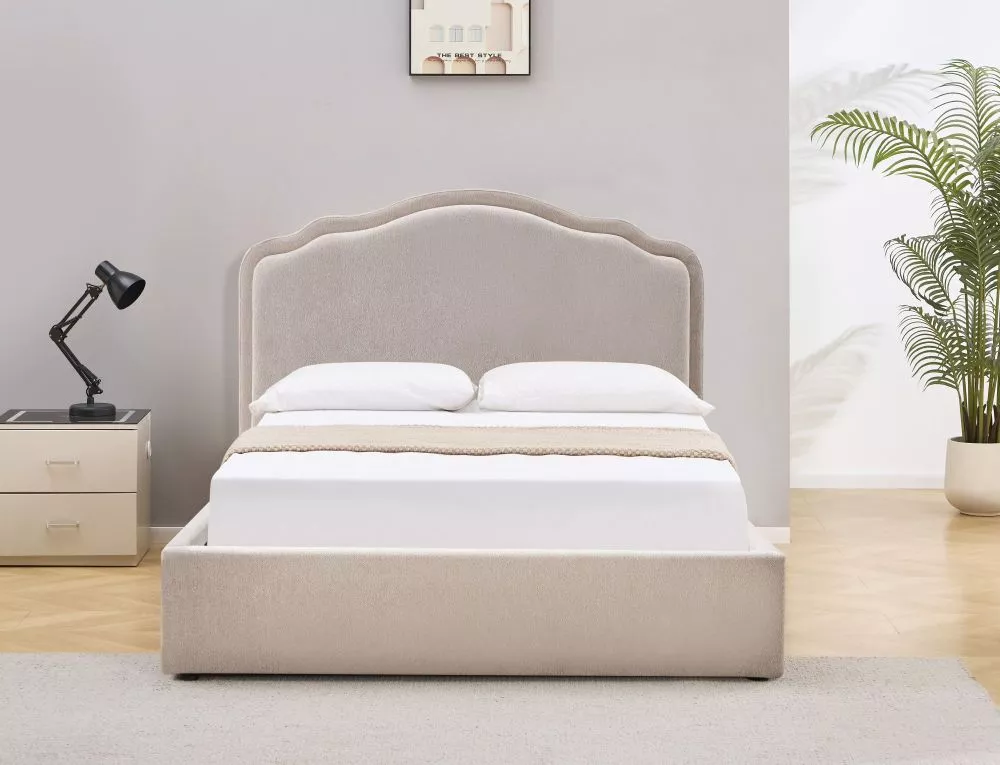 Gulta Florencja ar stelāžu Guļamvietas platums: 140 cm, Guļamvietas garums: 200 cm, · Gaiši bēšs · 150 × 222 × 125 cm