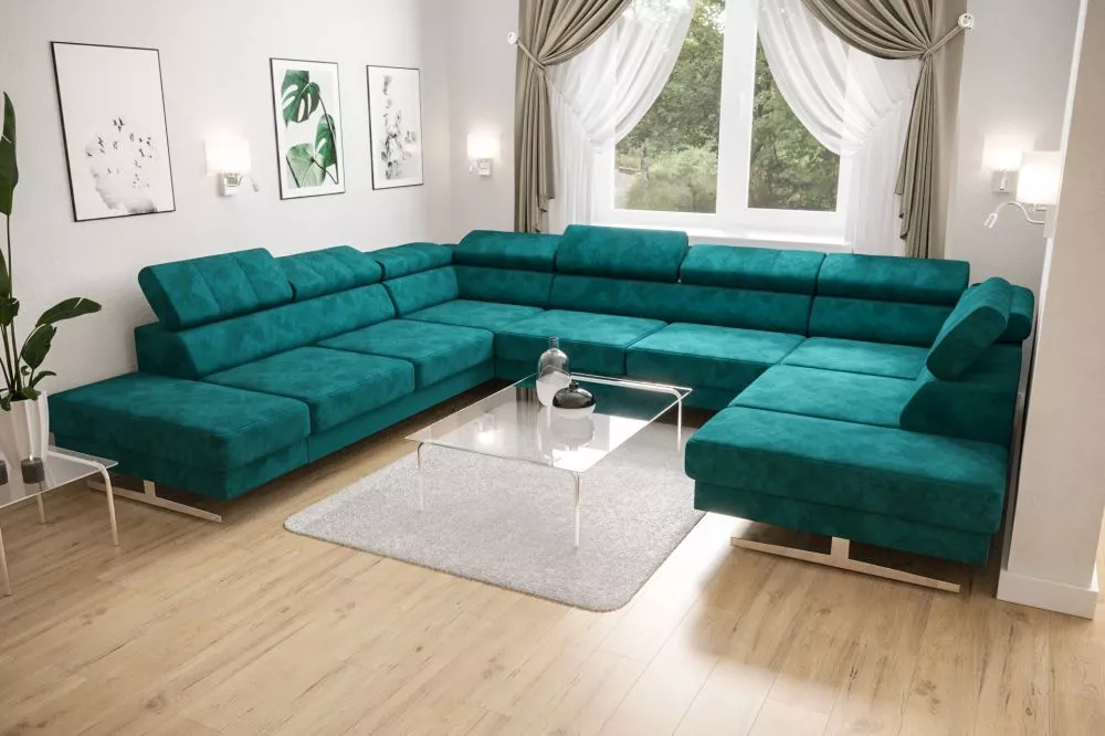 Dīvāns Emporio Max 1 Standard · Tirkīzs · 300 × 350 × 79 cm