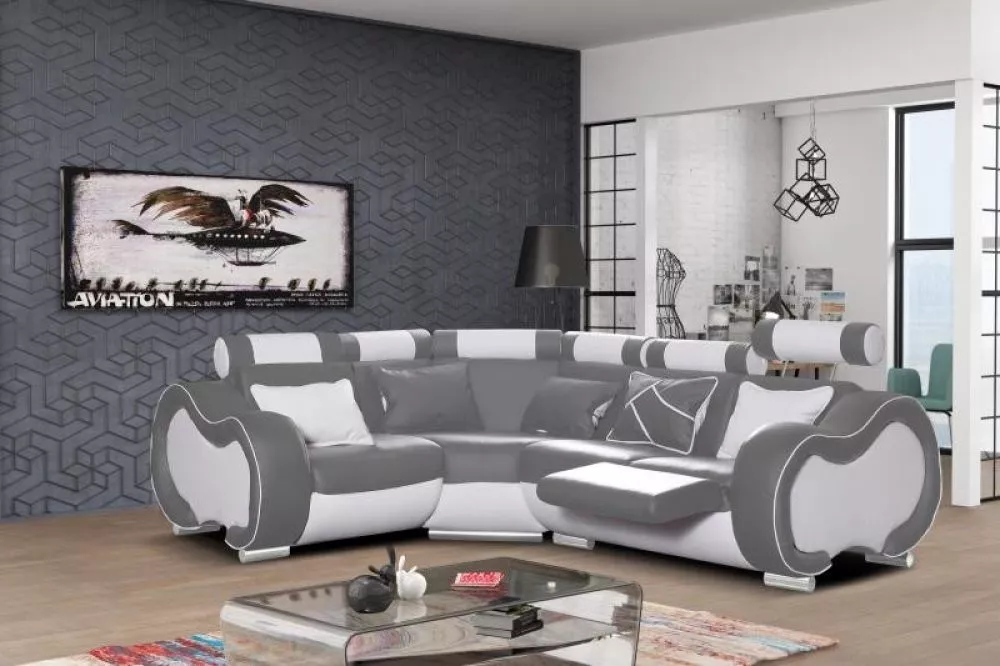 Dīvāns Arizona B Mini Standard · Pelēks + balts · 205 × 265 × 87 cm