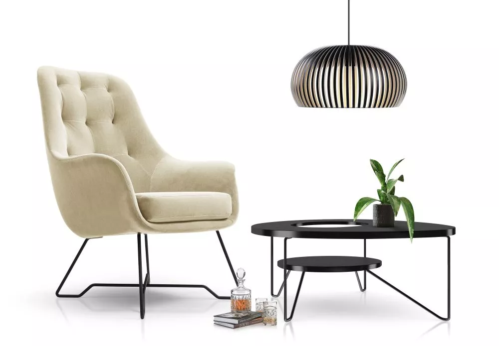 Mīksts krēsls Ezo Standard Sēdvietas dziļums: 52 cm, · Gaišais krēms · 72.5 × 83 × 101.5 cm
