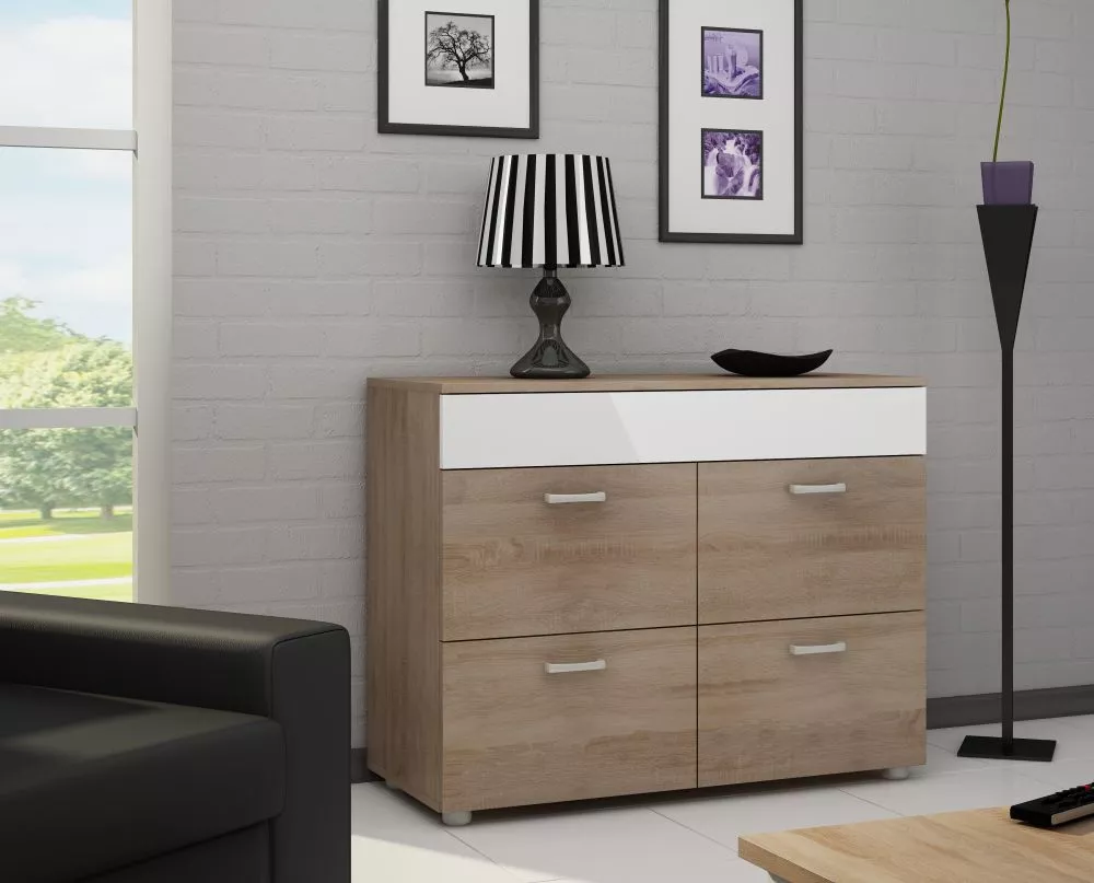 Kumode Magic mag 01 · Sonoma + balts spīdums · 96 × 40 × 75 cm
