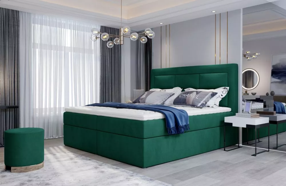 Gulta Vivre Boxspring Premium standard Guļamvietas platums: 140 cm, Guļamvietas garums: 200 cm, · Zaļš · 140 × 215 × 115