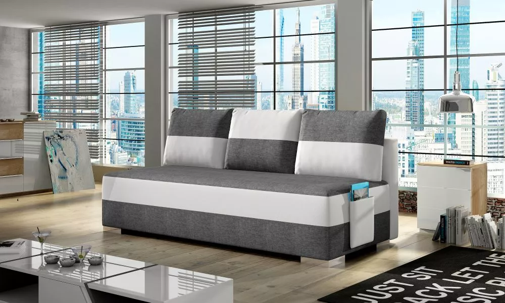 Dīvāns Atila Lux standard · Gaiši pelēks + balts · 92 × 200 × 83 cm