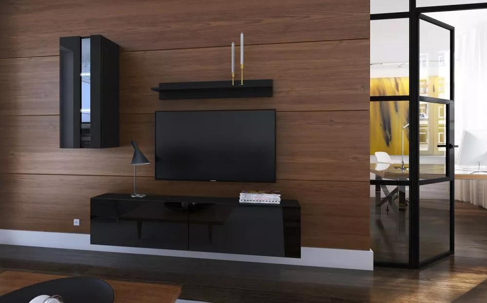 Sekcija Next 271 ar LED · Melns · 193 × 35 × 183 cm
