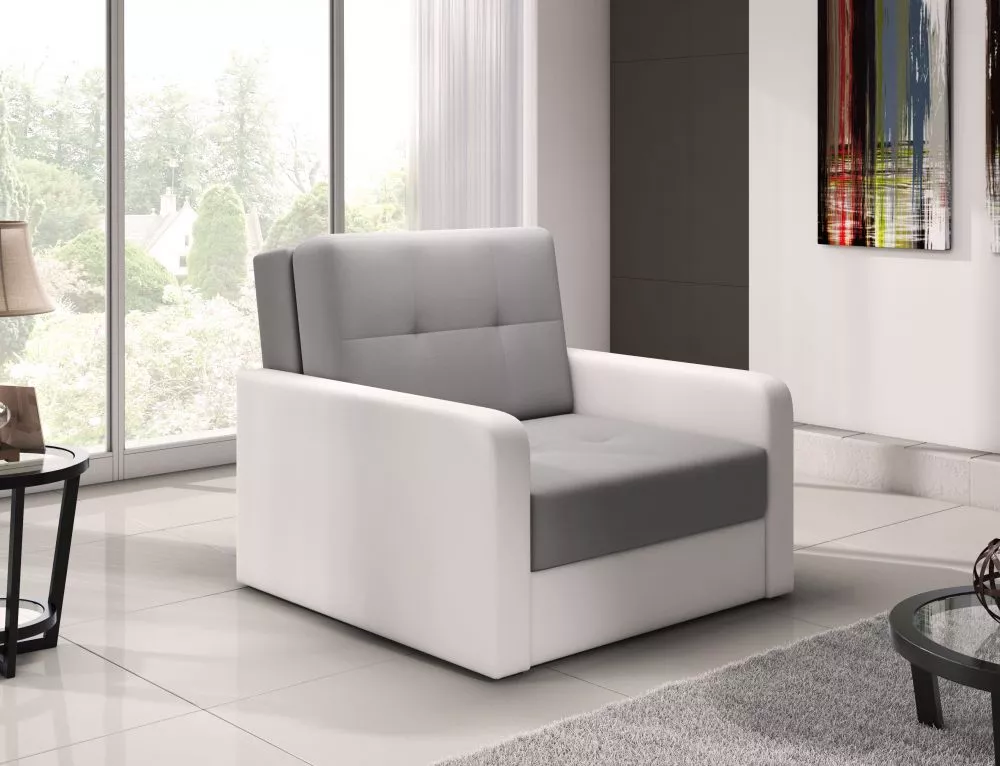 Mīksts krēsls Top 1 Standard · Gaiši pelēks + balts · 104 × 104 × 92 cm