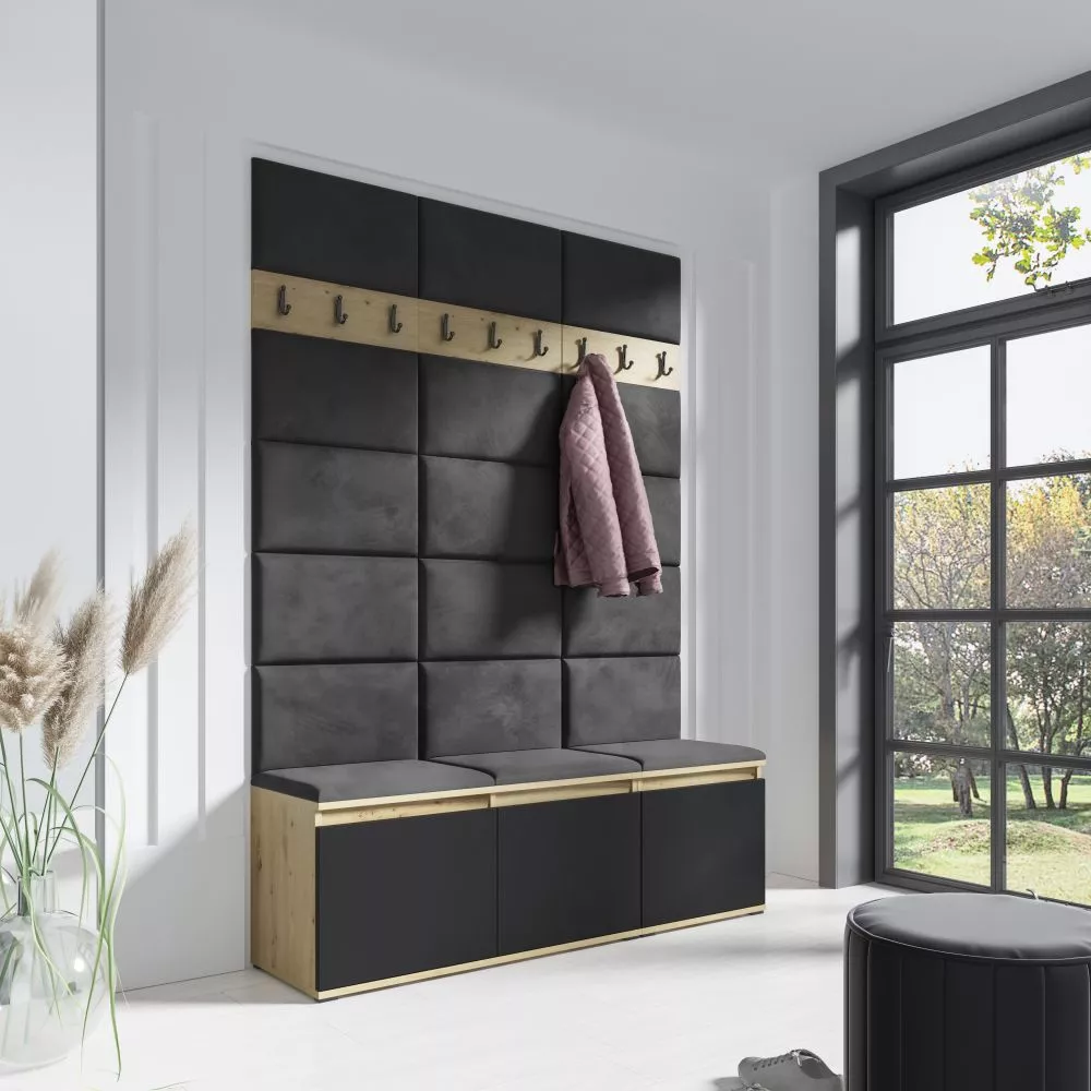 Apavu plaukts Emi 6 Trinity Korpusa krāsa: ozols artisan + melns, · 150 × 214.5 × 40 cm