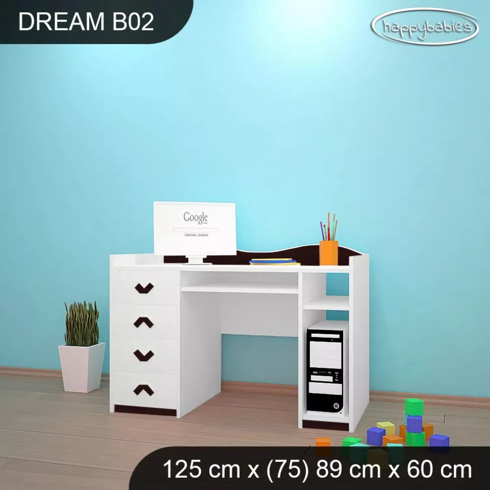 Bērnu rakstāmgalds Dream B02 Maksimālais augstums: 89 cm, · 125 × 75 × 60 cm