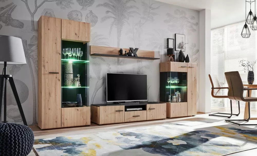 Sekcija Solido ar LED Korpusa krāsa: ozols artisan, · 310 × 40 × 190 cm