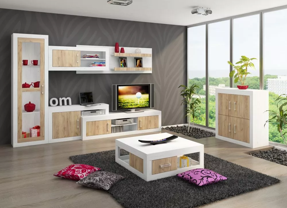 Komplekts Verin Zestaw 3 · Balts ozols + zelts ozols