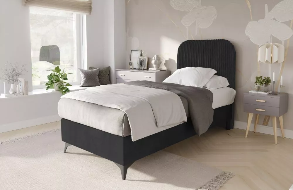 Gulta Mitto R Mini Boxspring Standard Guļamvietas platums: 90 cm, Guļamvietas garums: 200 cm, · Melns · 90 × 208 × 122 c