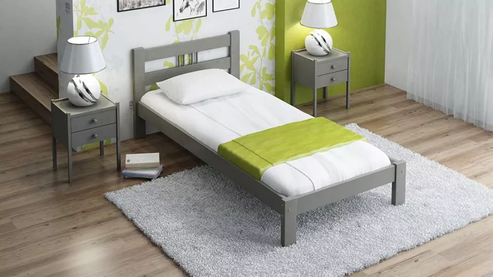Gulta Nikola ar stelāžu Guļamvietas platums: 90 cm, Guļamvietas garums: 200 cm, · Pelēks · 100 × 208 × 71 cm
