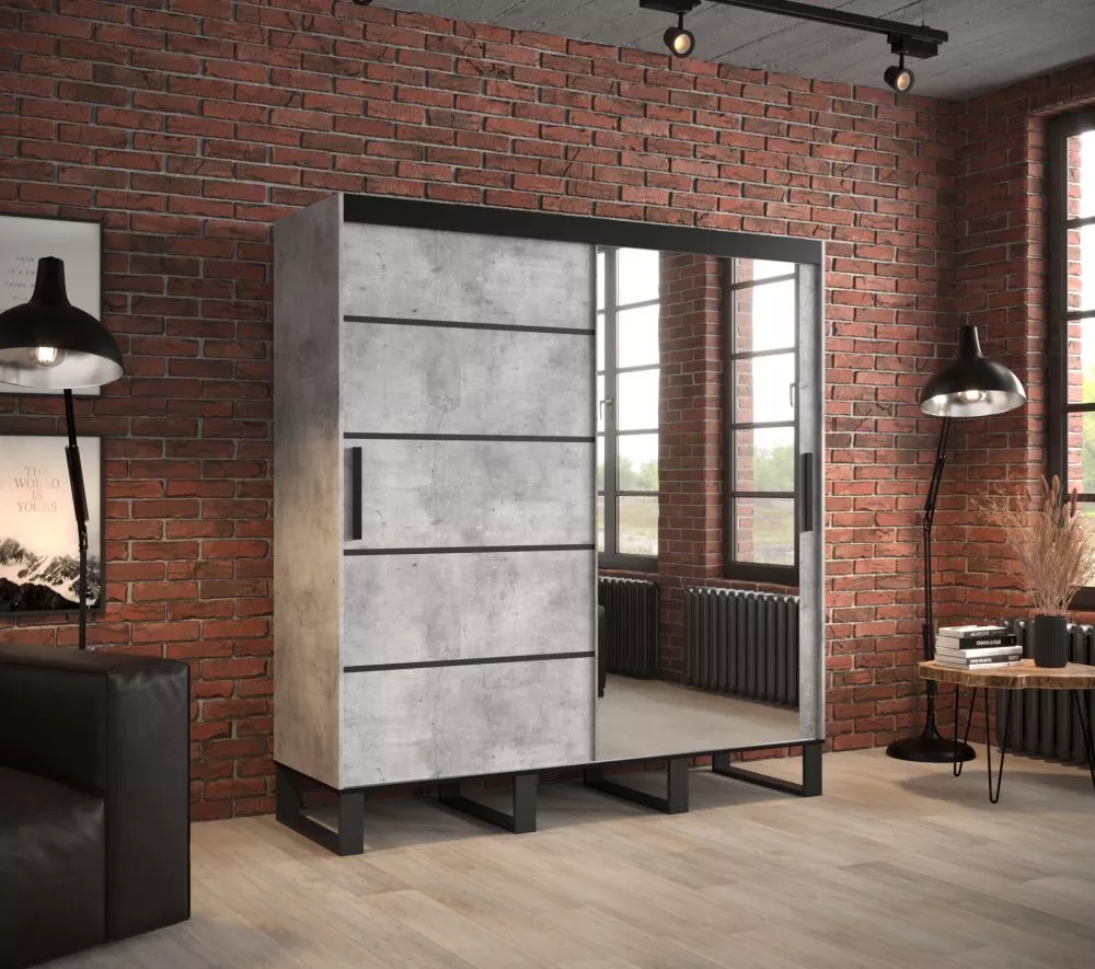 Skapis Loft V2 · Betons · 200 × 62 × 212 cm