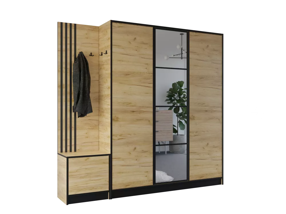 Koridora iekārta Eden Plus 14 · Ozols craft zelts · 209.6 × 39 × 205 cm