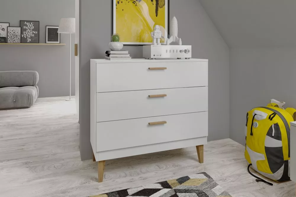 Kumode Kubi K · Balts · 100 × 47 × 90 cm
