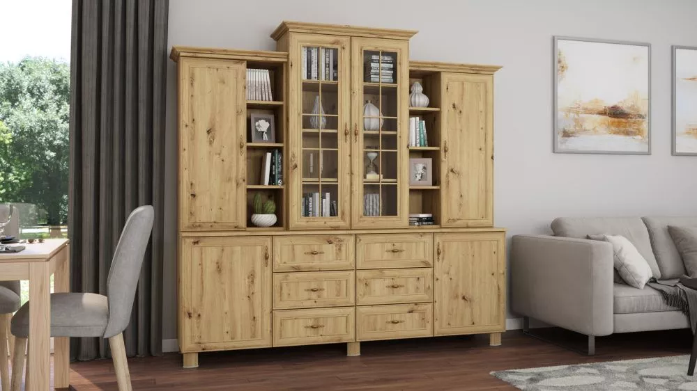 Sekcija Witryna 210 · Ozols artisan · 220 × 50 × 209.5 cm