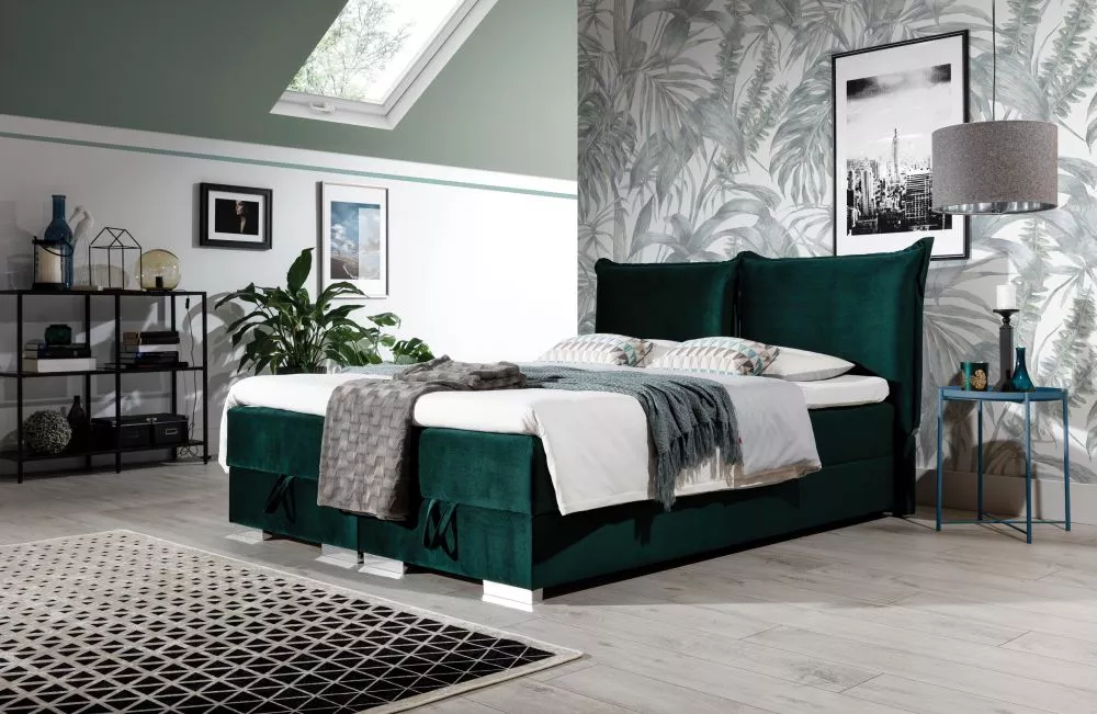 Gulta Kacper 5 Boxspring Standard Guļamvietas platums: 160 cm, Guļamvietas garums: 200 cm, · Zaļš · 180 × 212 × 109 cm