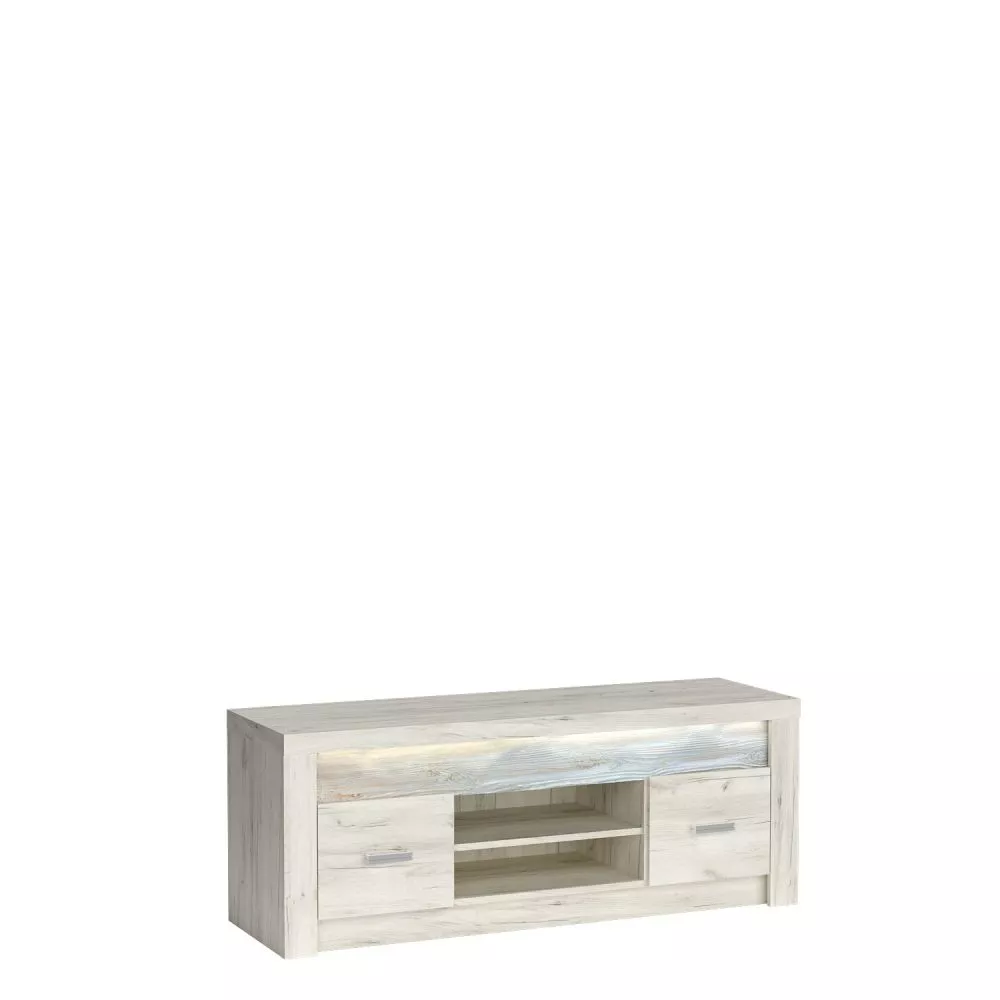 TV tumba Indianapolis I9 ar LED · Ozols craft balts · 137 × 42 × 53 cm