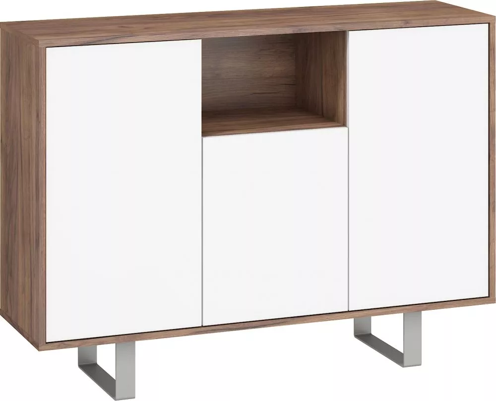 Kumode King kin 04 · Tobaco ozols + balts spīdīgs · 120 × 36 × 90 cm
