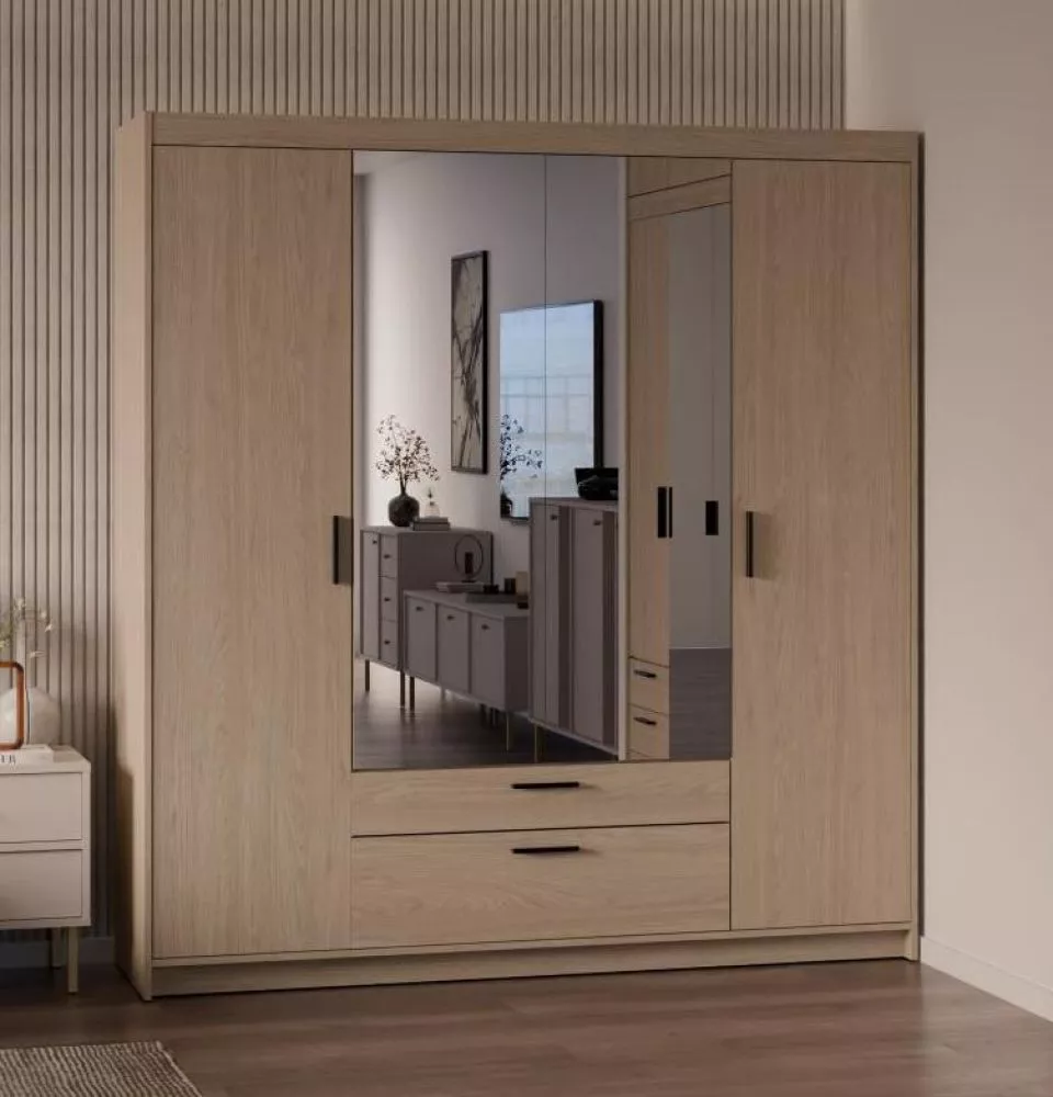 Skapis Elena 4D ar spoguli · Ozols · 176.3 × 53 × 190.5 cm