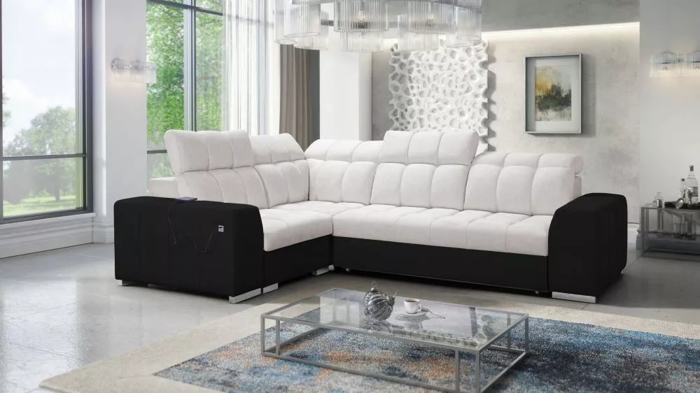Dīvāns Pagano 2 Premium Standard · Bēšs + melns · 209 × 285 × 83 cm