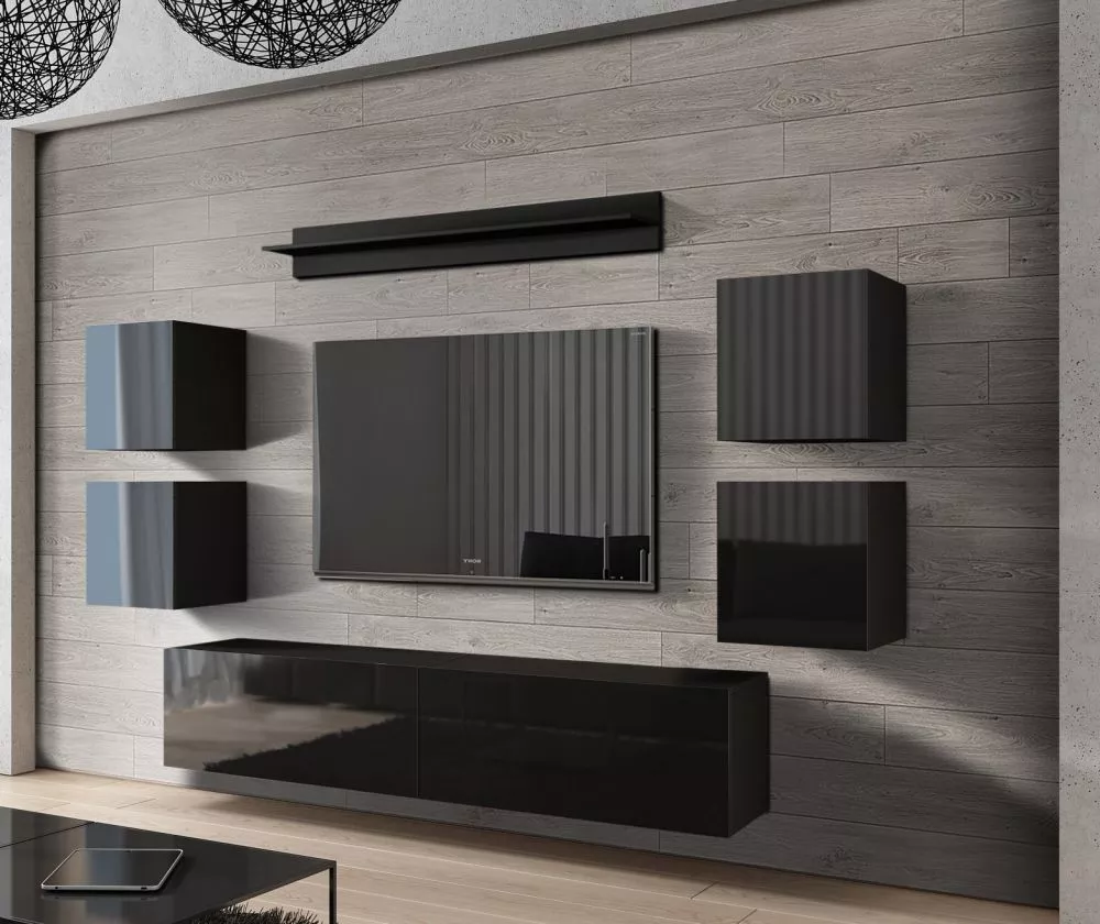 Sekcija Concept 41 · Melns · 240 × 35 × 152 cm