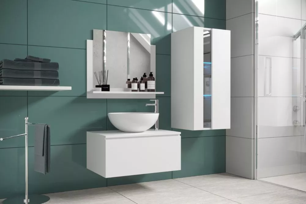 Vannas istabas komplekts Alius 34 ar LED · Balts · 123 × 112 × 42 cm