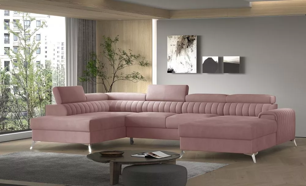 Dīvāns Lacante Premium standard · Rozā · 202 × 347 × 74 cm