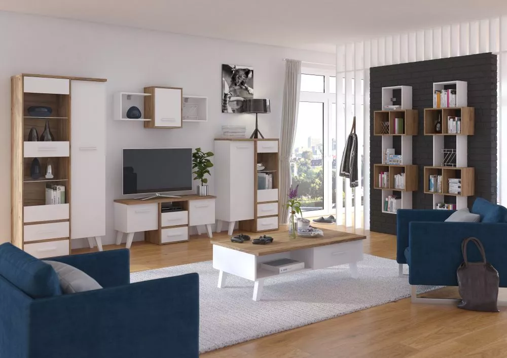 Sekcija Nordis Z1 Korpusa krāsa: ozols craft zelts, Elementu krāsa: balts,