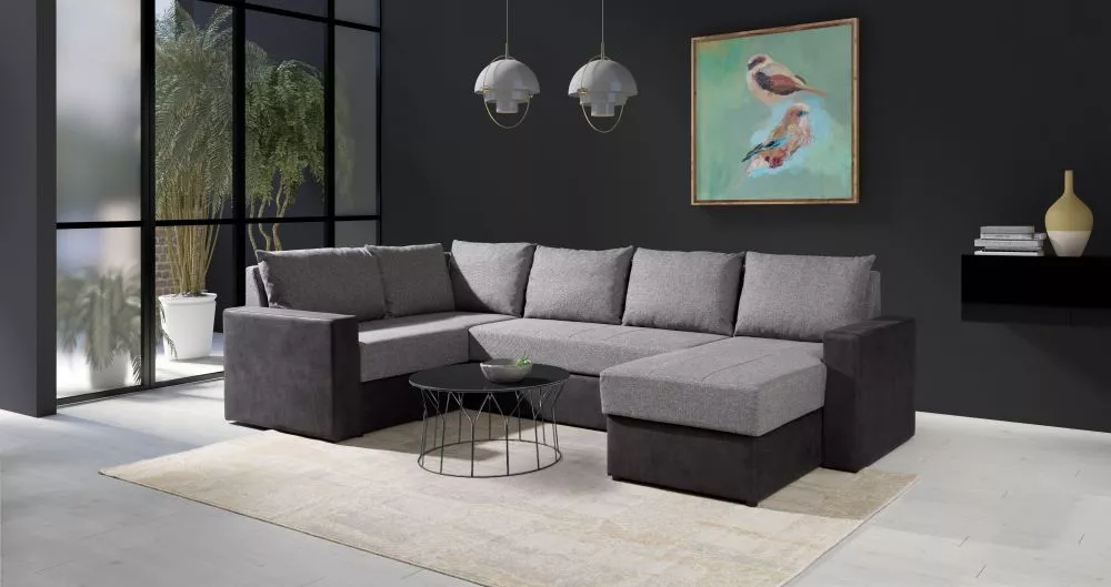 Dīvāns Denver Maxi Standard · Pelēks + grafīts · 188 × 300 × 95 cm