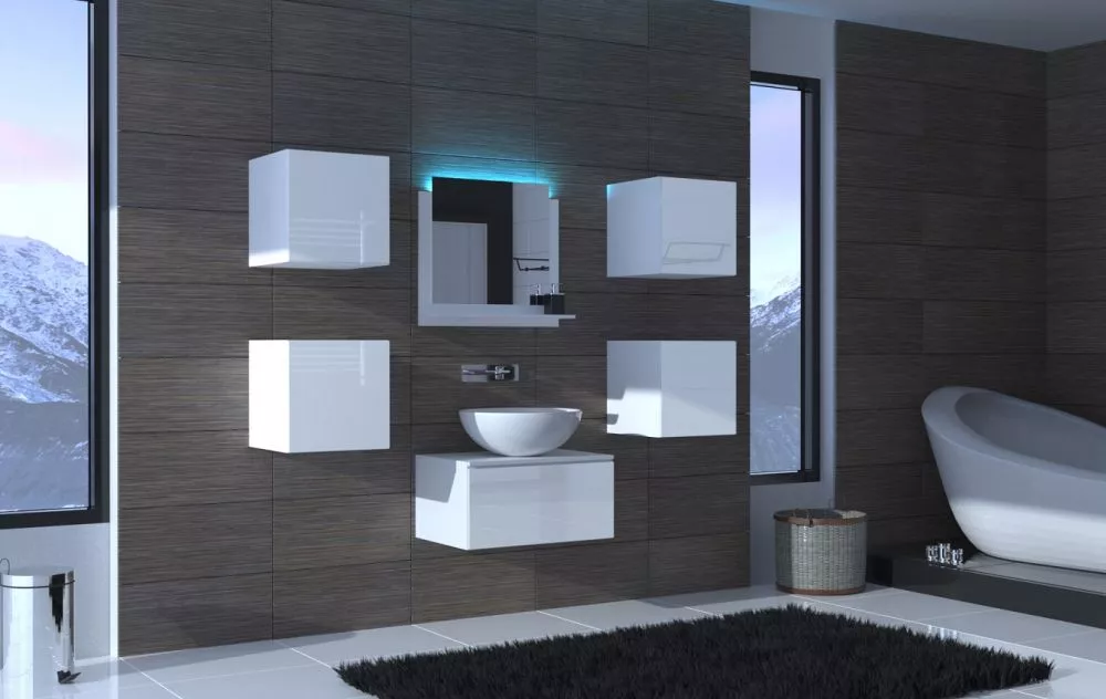 Vannas istabas komplekts Alius 25 ar LED · Balts · 110 × 42 cm