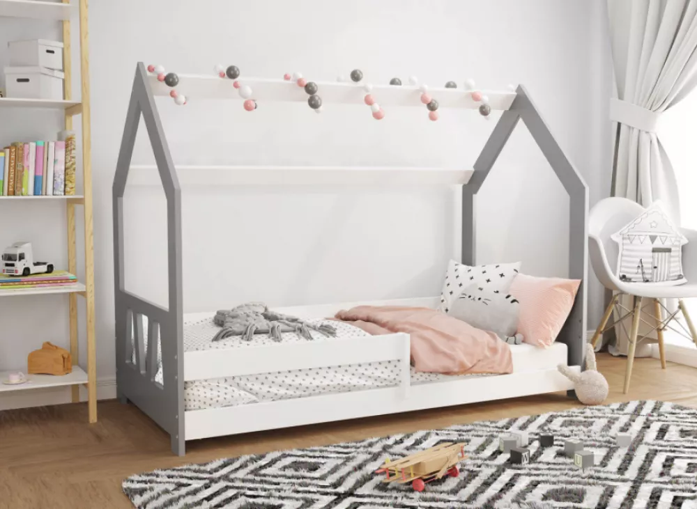 Bērnu gulta Domek D5-A ar stelāžu Guļamvietas platums: 80 cm, Guļamvietas garums: 160 cm, · 87 × 164 × 124 cm