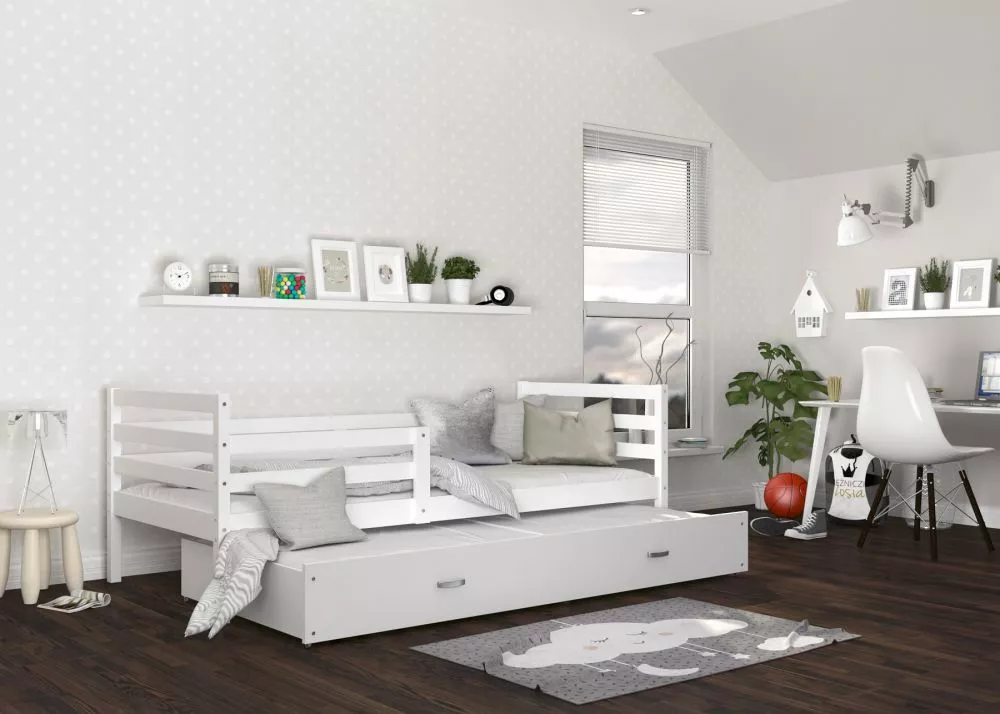 Bērnu gulta Jacek P2 MDF 80x190 ar stelāžām Guļamvietas platums: 80 cm, Guļamvietas garums: 190 cm, · 86 × 198 × 74 cm