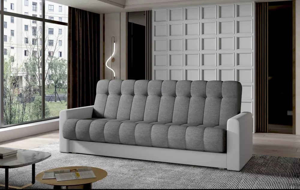 Dīvāns Garett standard · Pelēks + balts · 85 × 210 × 90 cm