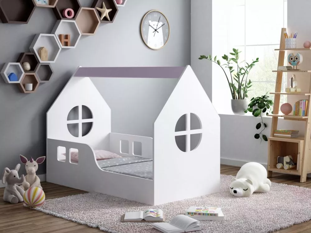 Bērnu gulta House 7 ar stelāžu Guļamvietas platums: 80 cm, Guļamvietas garums: 160 cm, · 80 × 164 × 106 cm