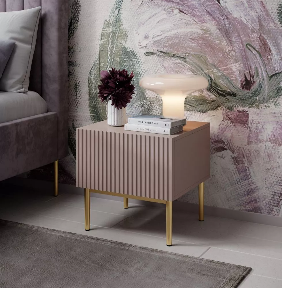Naktsgaldiņš Nicole SN 46 1SZ Gold Set · Rozā · 46 × 45 × 45 cm