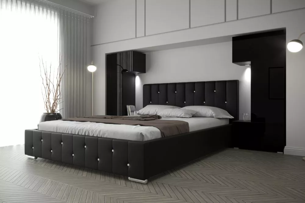 Sekcija Panama 3 Gloss ar LED · Melns · 35 × 159 cm