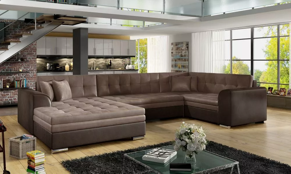 Dīvāns Damario Premium standard · Brūns + tumši brūns · 190 × 340 × 73 cm