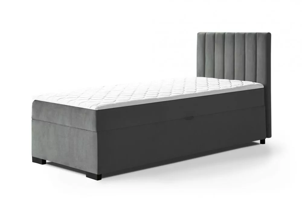 Gulta Eryk 90x200 Boxspring Standard Guļamvietas platums: 90 cm, Guļamvietas garums: 200 cm, · Tumši pelēks · 94 × 207 ×
