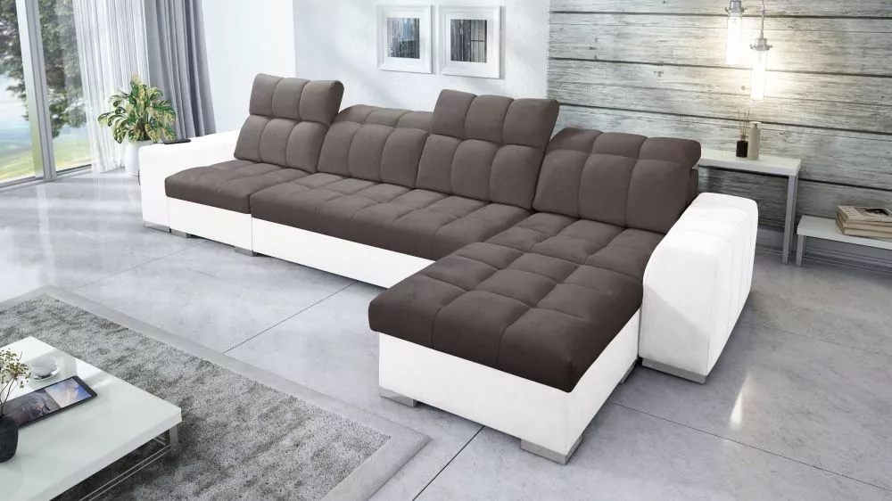Dīvāns Pagano 12 Premium Standard · Tumši brūns + balts · 179 × 366 × 83 cm