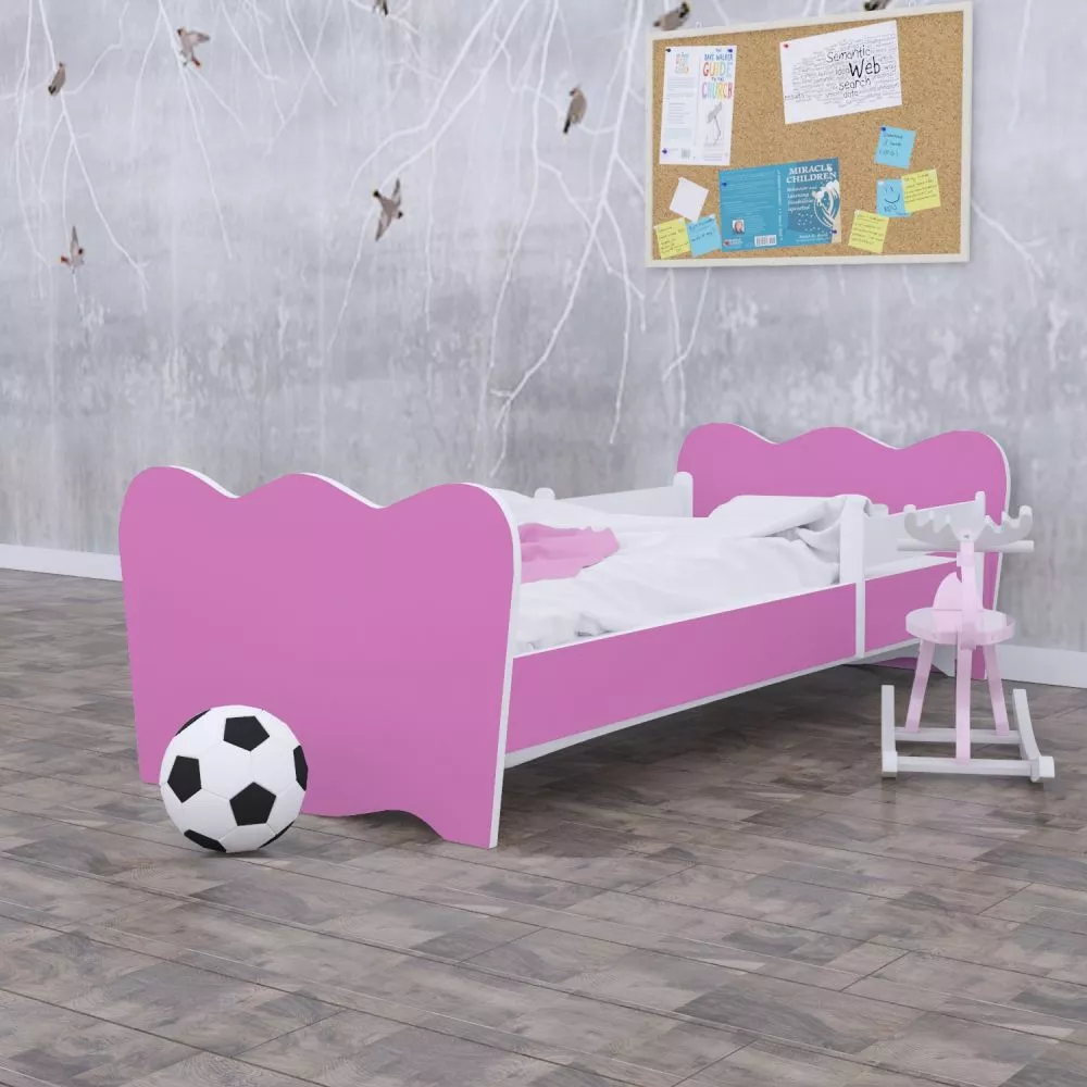 Bērnu gulta Classic L07 190x90 ar stelāžu Guļamvietas platums: 90 cm, Guļamvietas garums: 190 cm, · Rozā · 102 × 194 × 7