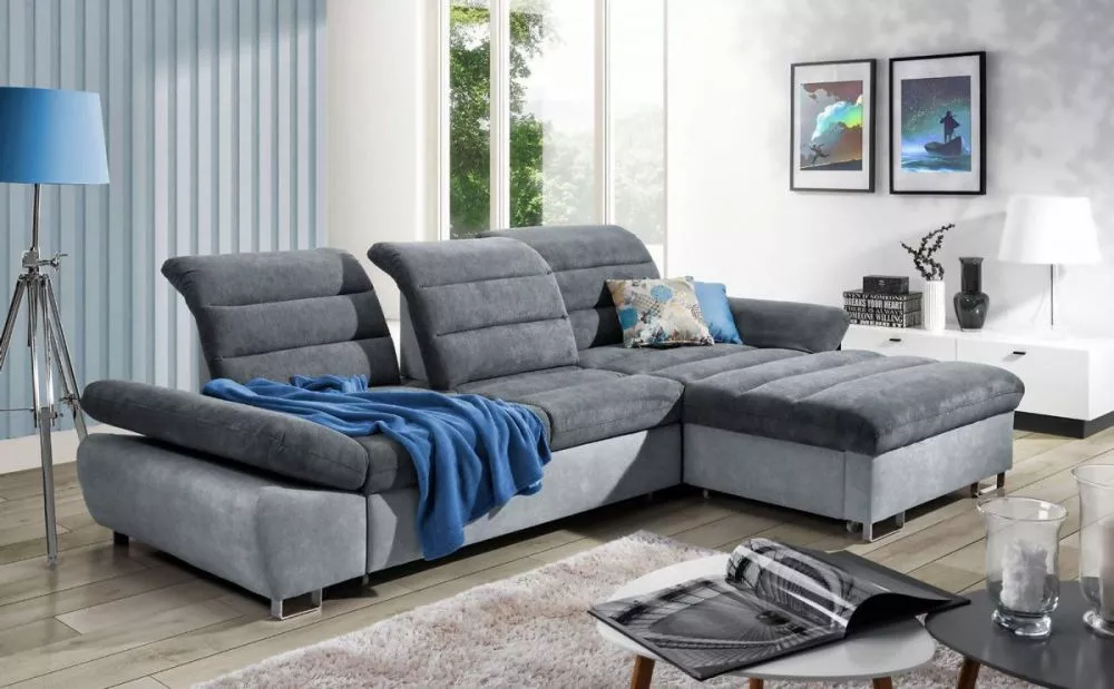 Dīvāns Roma Relax standard · Tumši pelēks + gaiši pelēks · 202 × 310 × 91 cm