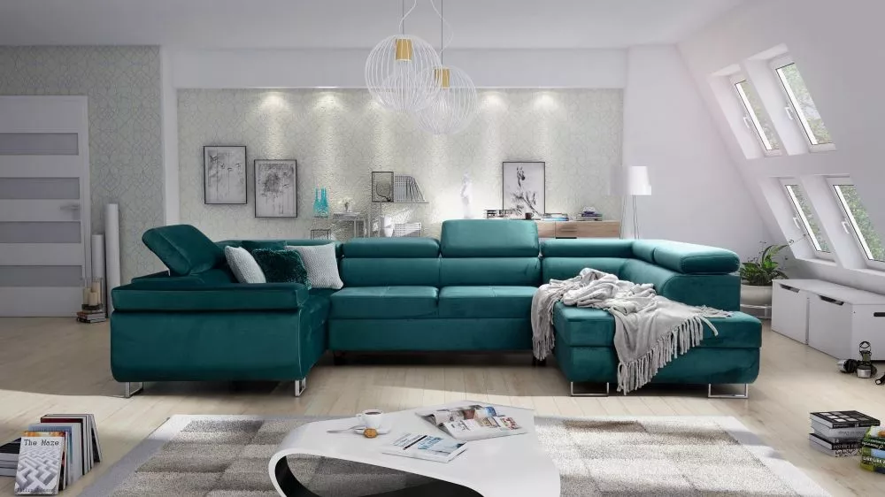 Dīvāns Annabelle U Standard · Zaļš · 203 × 340 × 76 cm