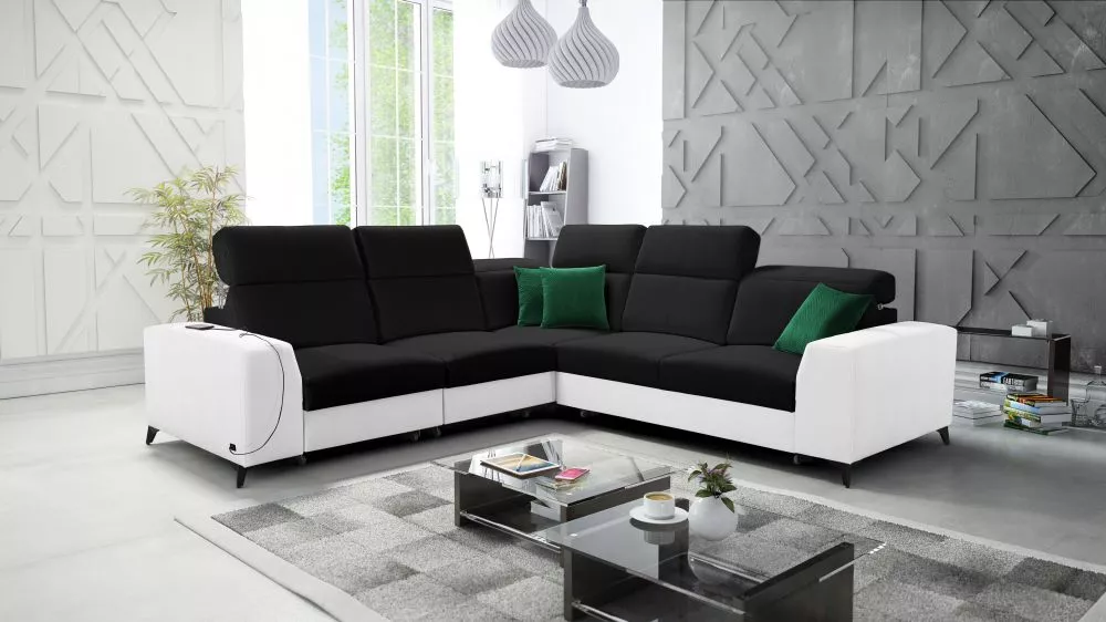 Dīvāns Belutti 3 Mix Standard · Melns + balts · 288 × 288 × 84 cm