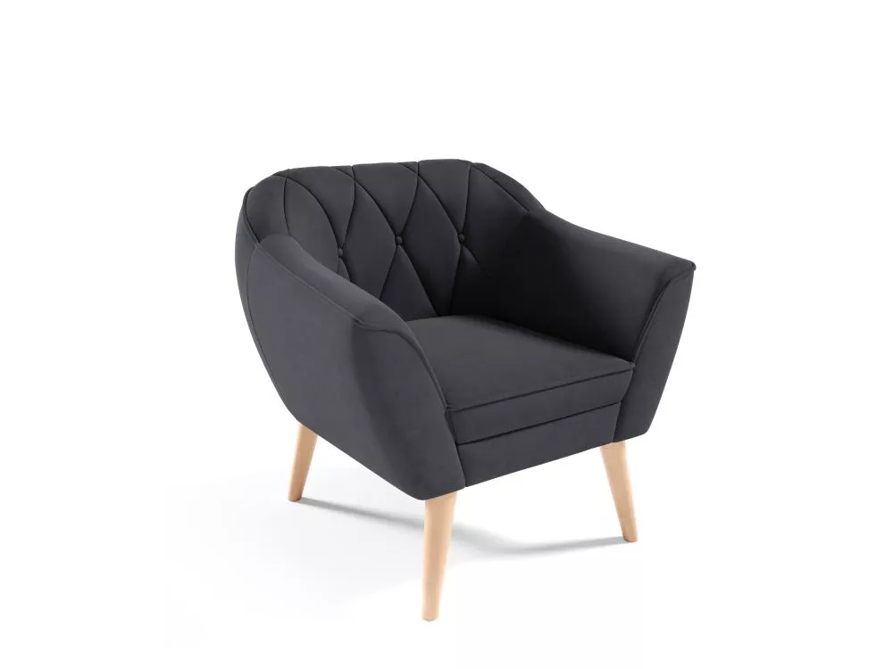 Mīksts krēsls Amelia typ 191 Standard Sēdvietas dziļums: 52 cm, · Grafīts · 80 × 74 × 75 cm