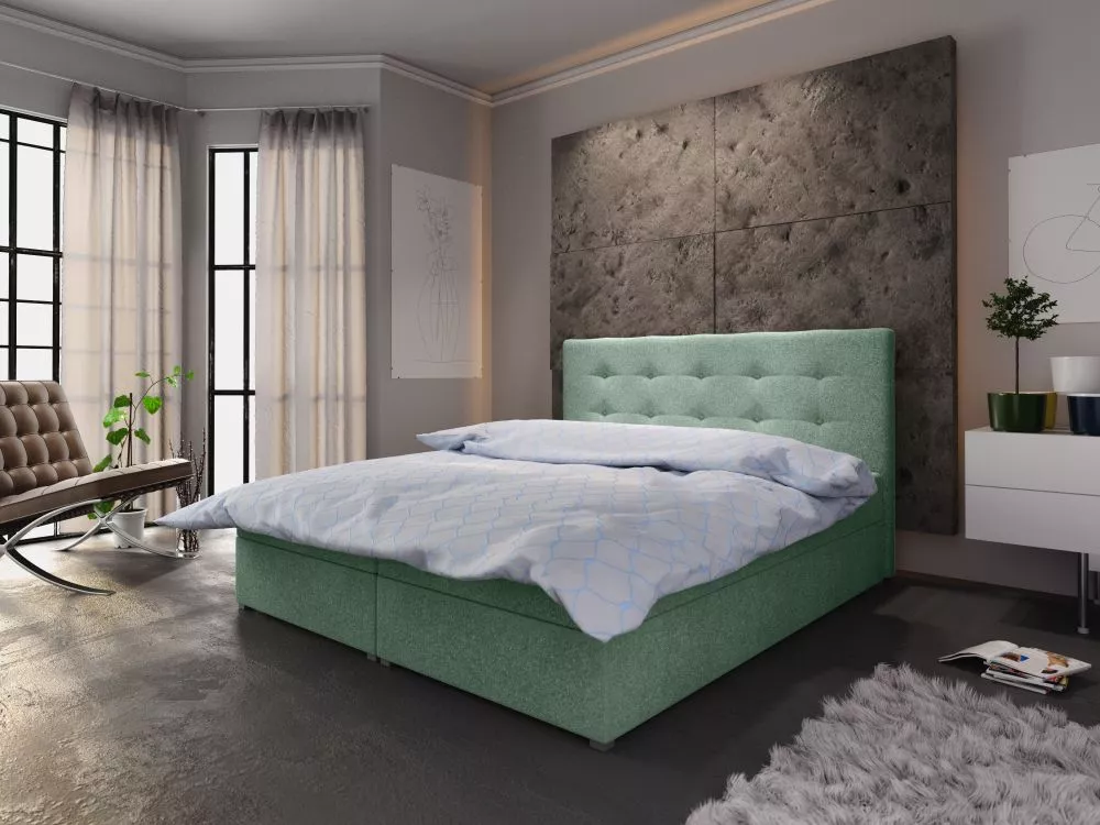Gulta Fado 1 Boxspring Standard Guļamvietas platums: 160 cm, Guļamvietas garums: 200 cm, · Piparmētru · 165 × 208 × 106 