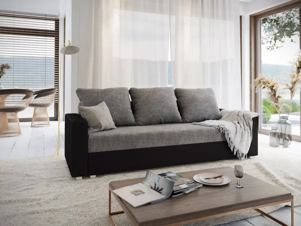 Dīvāns Roma Comfort standard · Pelēks + melns · 90 × 230 × 90 cm
