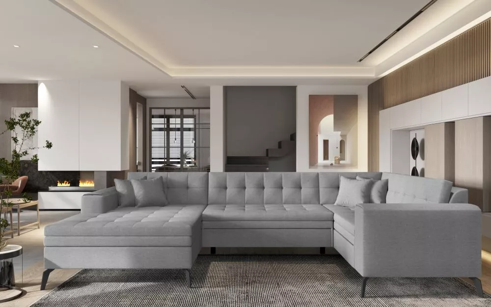 Dīvāns Montez standard · Pelēks · 180 × 340 × 93 cm