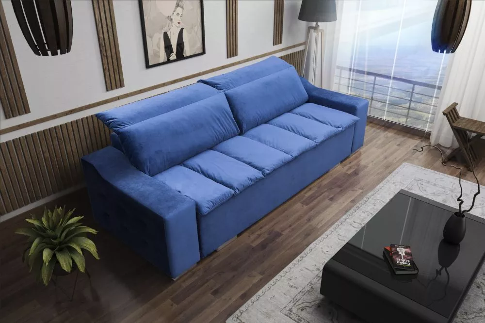 Dīvāns Cezar Comfort Standard · Zils · 101 × 255 × 99 cm
