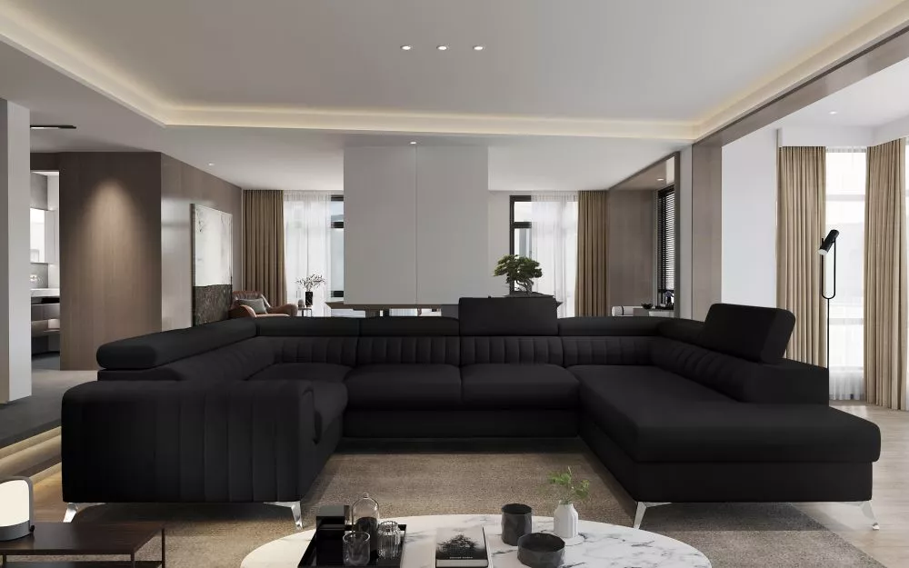 Dīvāns Louis Premium Standard · Melna · 202 × 340 × 72 cm